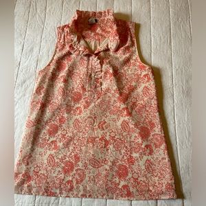 Pink JCrew sleeveless blouse - lined, pearly button details, size 6.